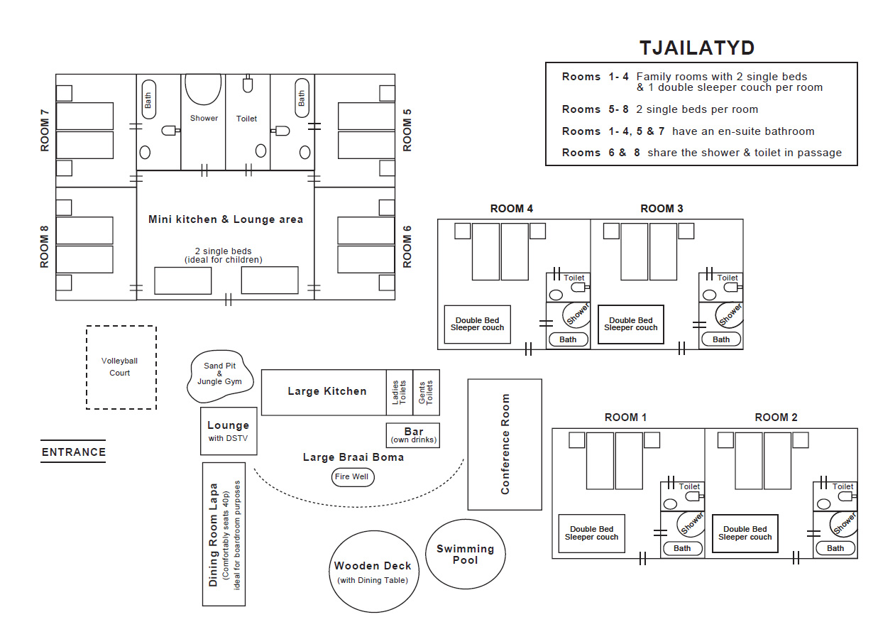 Tjailatyd accommodation layout